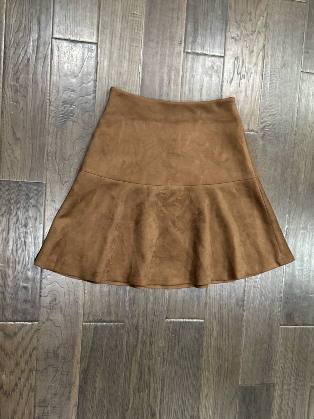 Tommy Hilfiger Tan Faux Suede Flared Mini Skirt